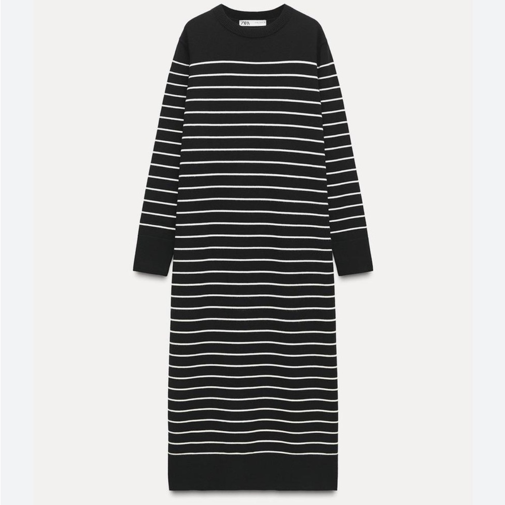 NWT Zara Long Sleeved Knit Striped Dress, Small
